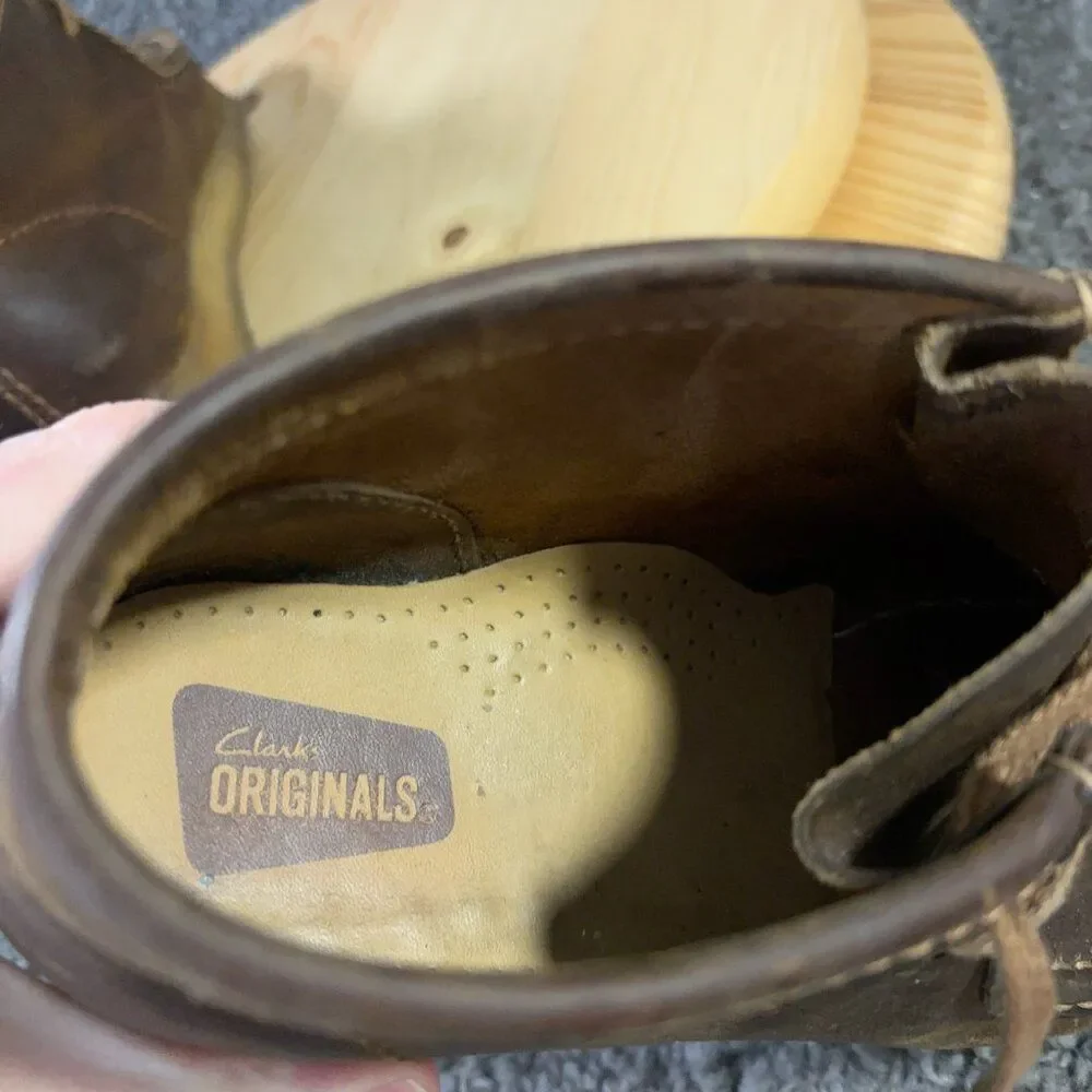 Clarks Originals Wallabee Chukka Boot Beeswax Leather Mens 8.5 Brown Crepe Sole